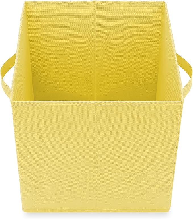 Casafield Set of 6 Collapsible Fabric Cube Storage Bins, Yellow - 11" Foldable Cloth Baskets for Shelves, Cubby Organizers & 