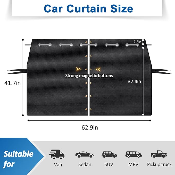 XCBYT Car Privacy Curtains - Van Curtians with Stainless Steel Adjustable Length Crossbar Car Window Shades for Van SUV Truck for Travel Nap Camping