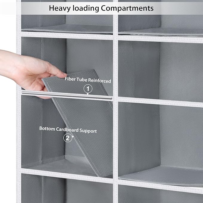 Univivi Over the Door Organizer, 6 Tiers Behind Door Storage with Clear Deep Pockets Hanging Organizer for Closet, Bedroom, N