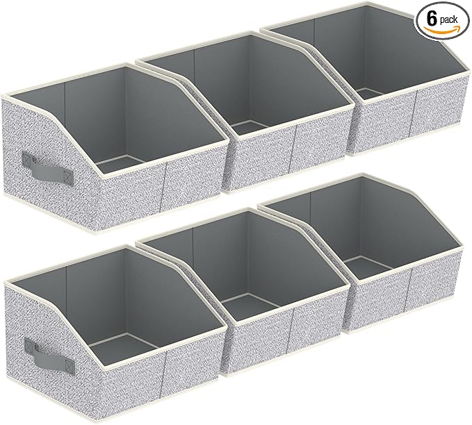 Homsorout Storage Bins for Shelves - Small Trapezoid Closet Shelf Organizer, Fabric Organization Bins with Handles, Storage B