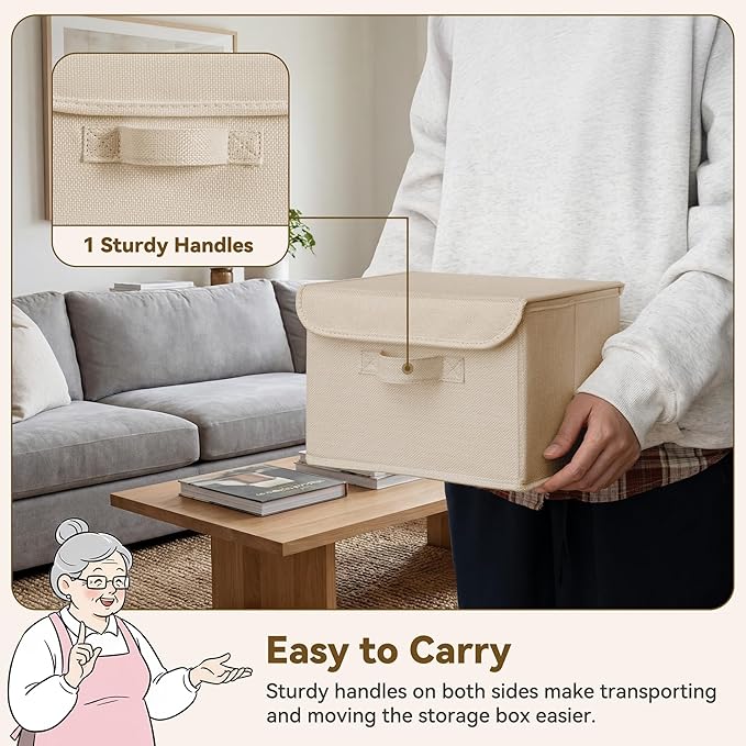 GRANNY SAYS Small Storage Bins with Lids, Small Storage Boxes, Shelf Baskets for Shelf, Collapsible Storage Bins for Living R