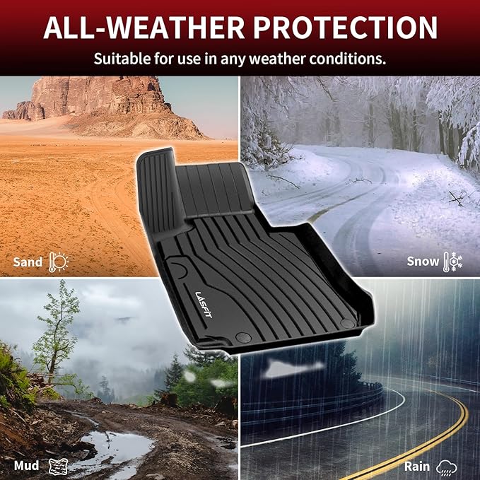 LASFIT Floor Mats & Cargo Mat for Mercedes Benz GLC 2016-2022 GLC300 / GLC350e / GLC43 AMG / GLC63 AMG (Not Fit Coupe), All Weather TPE Floor Liners Fit for GLC Car Mats, 1st & 2nd Row & Trunk Mat