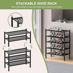 ROMGUAR CRAFT 3 Tier (Thick) Bamboo Shoe Rack for Entryway, Small Wood Shoe Shelf Storage Organizer for Closet, Shoe Stand fo