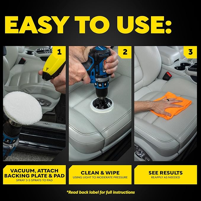 Meguiar's Leather Care Kit,This Car Care Kit Includes a Premium Car Leather Cleaner and Conditioner, Drill Backing Plate, Cle