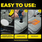 Meguiar's Leather Care Kit,This Car Care Kit Includes a Premium Car Leather Cleaner and Conditioner, Drill Backing Plate, Cle