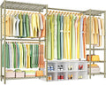 Ulif E10 Clothes Rack（With Stretchable Hanger Rod）Freestanding Clothing Racks for Hanging Clothes，Adjustable Closet Organizer