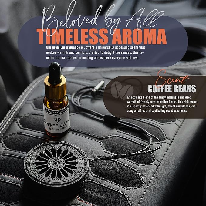 Handmade Wood Car Air Freshener — Best Wheels Designed Refillable Essential Oil Diffuser — Long Lasting Coffee Beans Fragranc