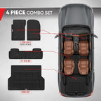 Motor Trend FlexTough Advanced Heavy Duty Black Rubber Car Floor Mats & Cargo Liner for SUV & Car Full Set - Universal Trim to Fit All Weather Automotive Floor Mat & Cargo Liners for SUV, Car, & Van