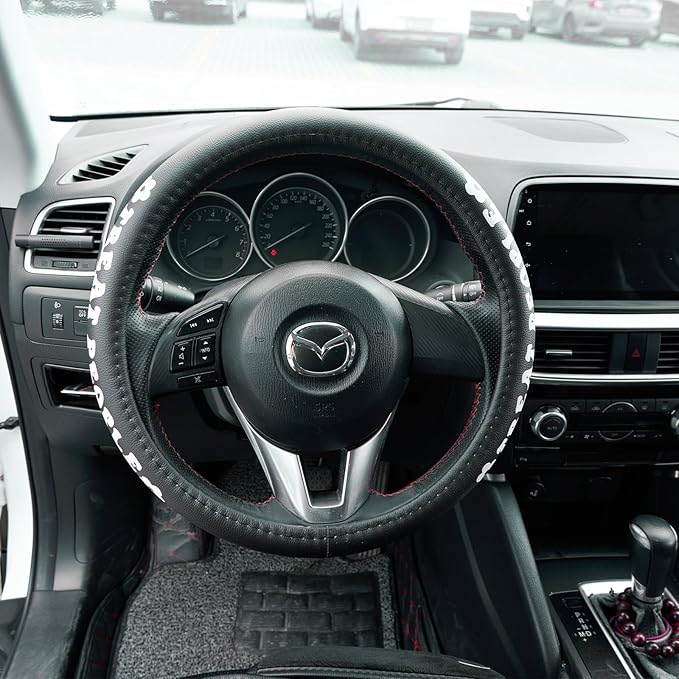 Treat People with Kindness Car Leather Steering Wheel Cover - 15-inch Universal Microfiber- Soft & Breathable & Silicone Anti