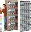 Windyun 40 Over The Door Shoe Organizer, Large Mesh Pocket Hanging Shoe Rack Hanger Large Capacity Gray Behind The Door Stora