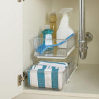 madesmart 2 Tier Organizer, Under Cabinet Storage with Pull Out Sliding Drawers, for Cleaning Supplies, Undersink Storage, Sp