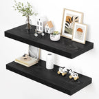 Dreamland 36" Floating Shelves for Wall, 12" Deep Thicker Black Floating Shelves, Wall-Mounted Shelves for Bedroom, Living Ro