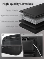 Car Seat Gap Filler with Sun Visor Organizer, Leather Seat Gap Organizer for Phone, Cards, Keys and Sunglasses, Front Seat Storage for Most Cars, SUVs and Trucks