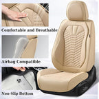 Coverado Car Seat Covers Full Set, Waterproof Nappa Leather Seat Covers for Cars, Universal 5 Seats Car Seat Covers, Front an