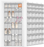 FENTEC 40 Large Pockets Over The Door Shoe Organizer, Mesh Hanging Shoe Organizer Shoe Rack for Closet Mesh Closet Shoe Holde