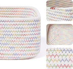 MiniArk Small Storage Baskets for Organizing | Closet Organizer Bins | Shelf Toy Basket | Woven Rope Baskets | Cube Decorativ