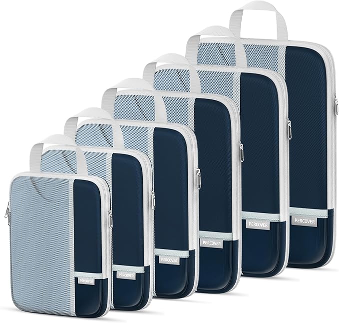 Percover Compression Packing Cubes 6-Piece Set, Packing Cubes Compression for Travel with Multi-Size Organization, Travel Org