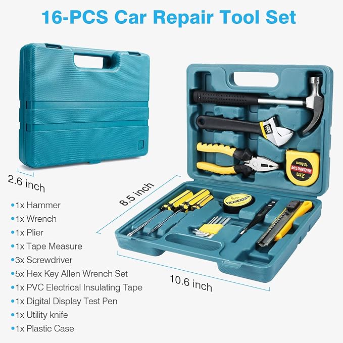 Vetoos Car Roadside Emergency Kit with Jumper Cables, Auto Vehicle Safety Road Side Assistance Kits, Winter Car Kit Essential