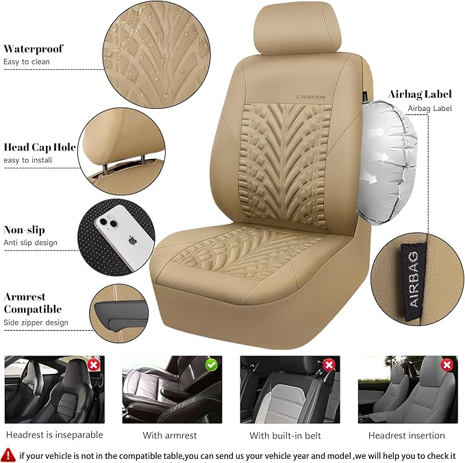 CAR PASS Neoprene Waterproof Seat Covers Full Sets, Wetsuit Car Seat Covers 5 Seats Universal Fit for Vans, Truck, SUV, 3D Ty