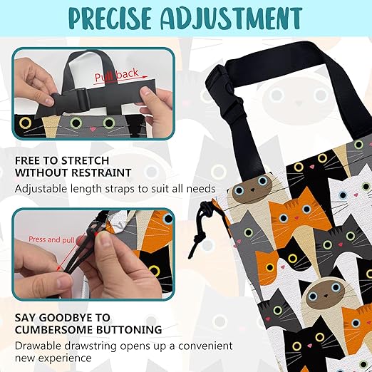Car Trash Bag Cute Cartoon Cats Leak-Proof Waterproof Car Garbage Bag with Drawstring Foldable Canvas Trash Bin with Adjustable Buckle for Car Accessories, Travelling, Camping