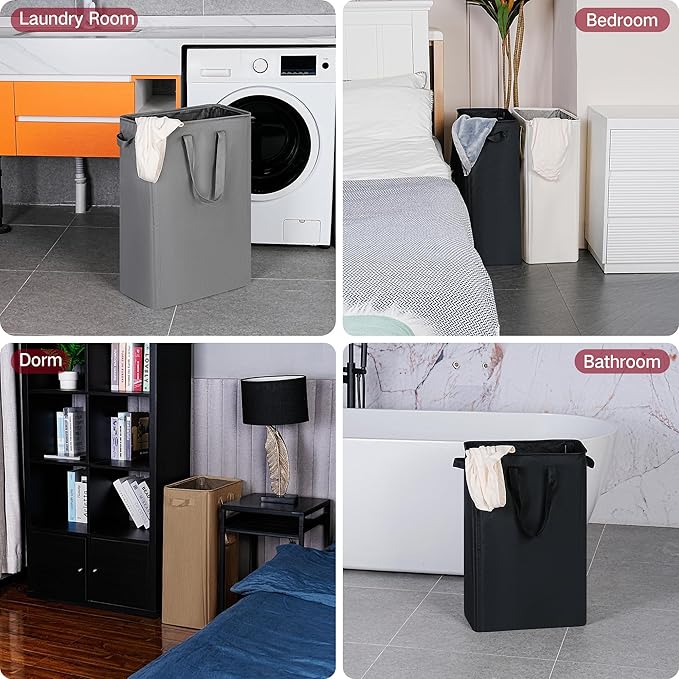 efluky Slim Laundry Basket, Narrow Laundry Hamper with Handles, Collapsible Dirty Clothes Hamper, Tall Laundry Bin for Laundr