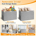 Large Toy Storage Box with Lid Upgraded Toy Chest Organizer with Removable PP Divider Foldable Toy Bin for Kids Boys Girls Li