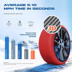 Snow Socks for Tires, Winter Traction Alternative to Snow Chains, Emergency Anti-Slip Tire Covers for Cars/SUVs/Trucks, Reusa