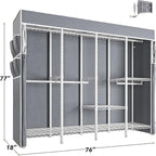 Raybee Clothes Rack with Cover,1150LBS Heavy Duty Clothing Rack for Hanging Clothes,Adjustable Portable,18" D x 76" W x 77" H