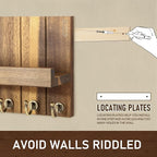 Rebee Vision Acacia Wood Key Holder Wall Mount – Farmhouse Key Holder for Wall & Mail Organizer with Shelf for Home Decor – I
