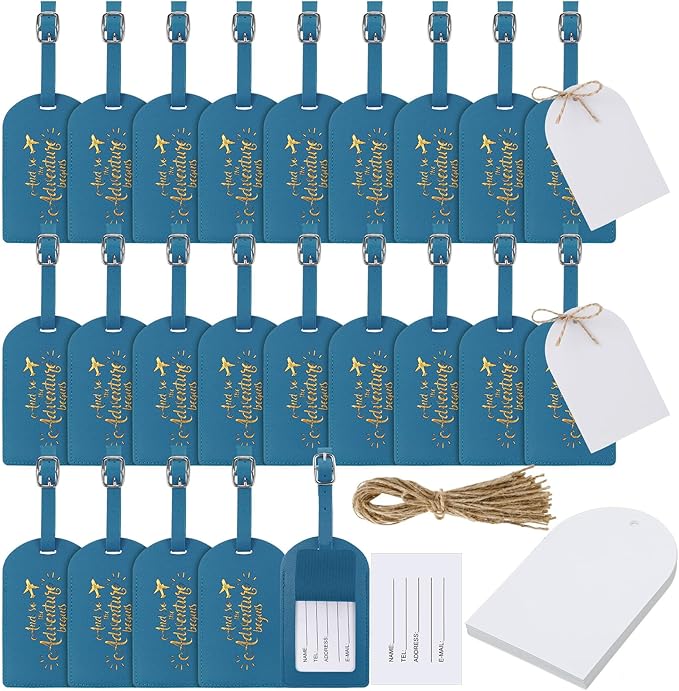 Amylove Bulk Luggage Tags Wedding Favors Adventure Begins Luggage Tags for Guests Travel Tag for Suitcase Bridal Gift 24 Pack