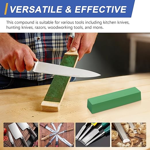 SCOTTCHEN 12 Oz.Stropping Compound Fine Green Buffing Polishing Compound, Leather Strop Compound Honing Compound for Knife Polishing-3Pack