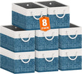 Fab totes Storage Bins [8-Pack], Foldable Storage Baskets for Organizing Toys, Books, Shelves, Closet, Large Storage Box with