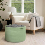 MEGASKET 115L Oversized Green Basket, 23.6"x15.7" Woven Cotton Rope Bin for Blankets, Nursery Wicker Laundry Hamper, Kids Toy