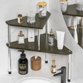 Weenson Bathroom Counter Organizer Corner Shelf - 2 Tier Bathroom Organization Bamboo Bathroom Sink Shelf Kitchen Countertop 