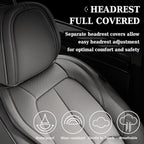 Coverado Car Seat Covers Full Set, Premium Nappa Leather Seat Covers for Car, Waterproof Car Seat Protector with Lumbar Suppo