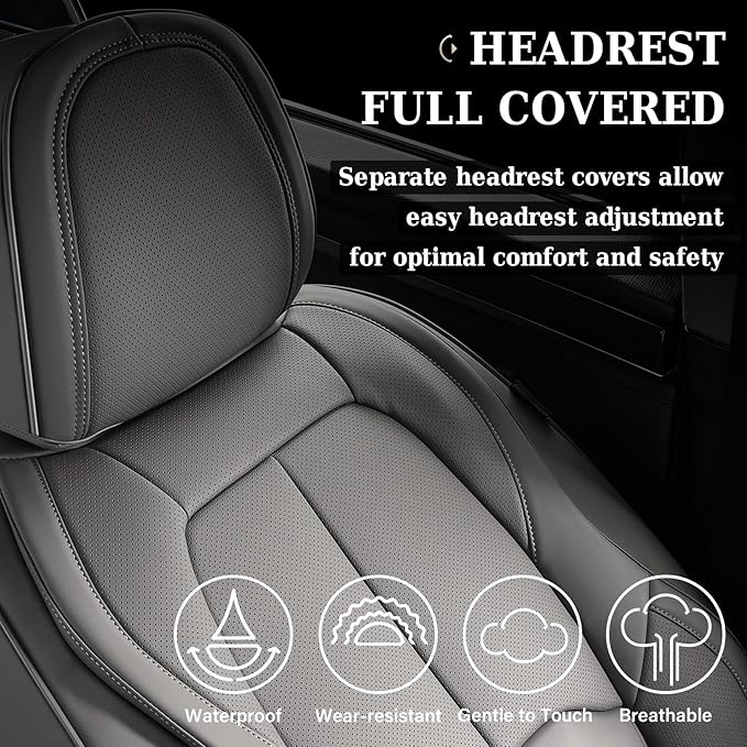 Coverado Seat Covers, Car Seat Covers Front Seats, Premium Nappa Leather Seat Covers for Cars, Waterproof Car Seat Protector 