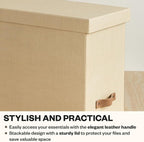 Bigso John File Box - File Storage Box and File Organizer for Important Paperwork - Durable Hanging File Box with Lid and Lea