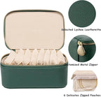 VLANDO Travel Jewelry Box Organizer – Portable PU Leather Jewelry Case with 6/8/12 Zippered Pouches, Compact Storage for Earr