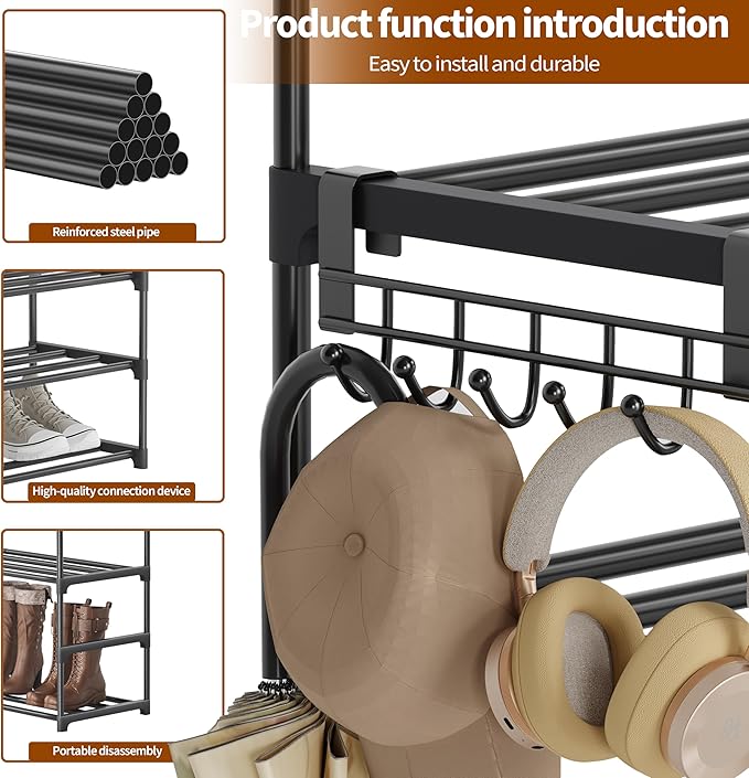 Shoe Rack, 8 Tier Tall Shoe Rack for Entryway, Shoe Orhanizer for Closet, Shoe Shelf, Shoe Stand for Front Door Entrance, Clo