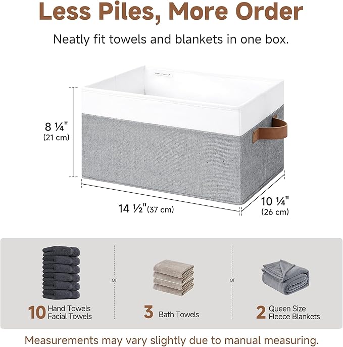 StorageWorks Fabric Shelf Baskets, Closet Organizers and Storage Basket, Foldable Storage Bins for Shelves, Clothes Storage B