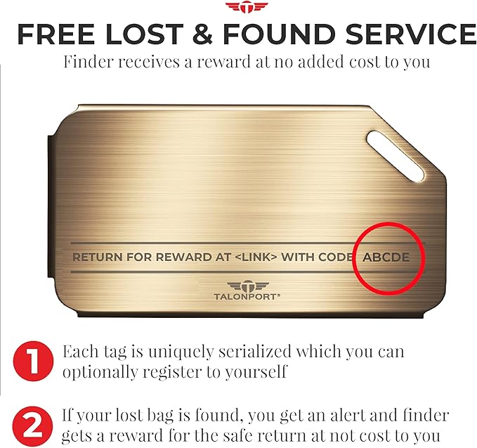 Heavy Duty Metal Luggage Tags for Suitcases| Indestructible Aluminum Travel Tag w/Steel Cable Loop & Smart Lost Bag Recovery,
