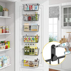 Simple Trending 6 Pack Wire Basket Wall Mount Baskets Hanging Baskets, Cabinets Organizer and Storage with Hooks for Kitchen,