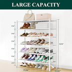 Smiry Shoe Rack, 6 Tier Long Bamboo Shoe Organizer, Stackable Free Standing Wooden Shoe Storage Shelf for Closet, Entryway, F