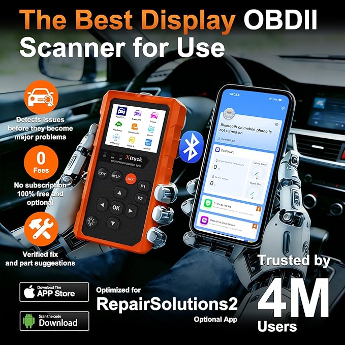 OBD2 Wireless Scanner Diagnostic Tool, Check Engine Car Code Reader 96000+ DTC Scanner with Reset for iOS & Android, Mode 6,