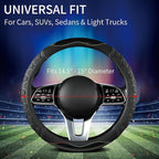 PU Leather Steering Wheel Cover 14.5-15 Inch, Carbon Fiber Style Grip, Non-Slip & Breathable, Universal for Sedan SUV Truck V