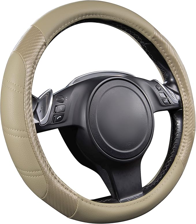 CAR PASS Line Rider Microfiber Leather Sporty Steering Wheel Cover Universal Fits for 95% Truck,SUV,Cars, Anti-Slip Safety Co