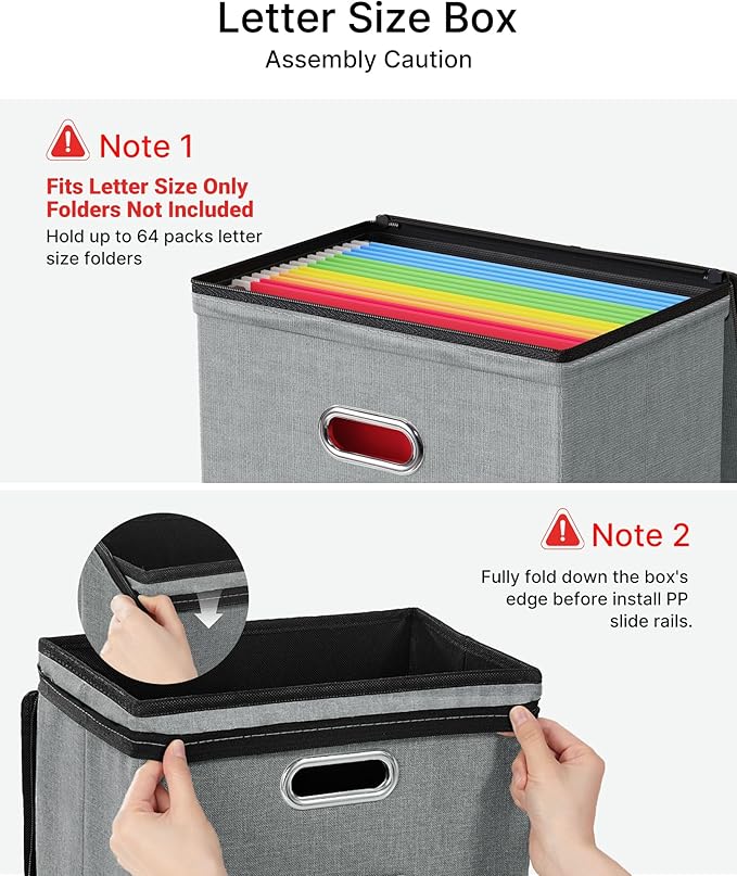 Oterri 1 Pack File Organizer Boxes with Lids, File Box with Mesh Pockets, Document Organizer Box for File Folders Letter Size