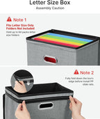 Oterri 1 Pack File Organizer Boxes with Lids, File Box with Mesh Pockets, Document Organizer Box for File Folders Letter Size