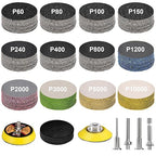 187 Pieces 2 Inch Sanding Disc, GOH DODD Wet Dry Sandpaper with Interface Pad and Backer Plate 1/4" Shank, 60-10000 Grits Gri