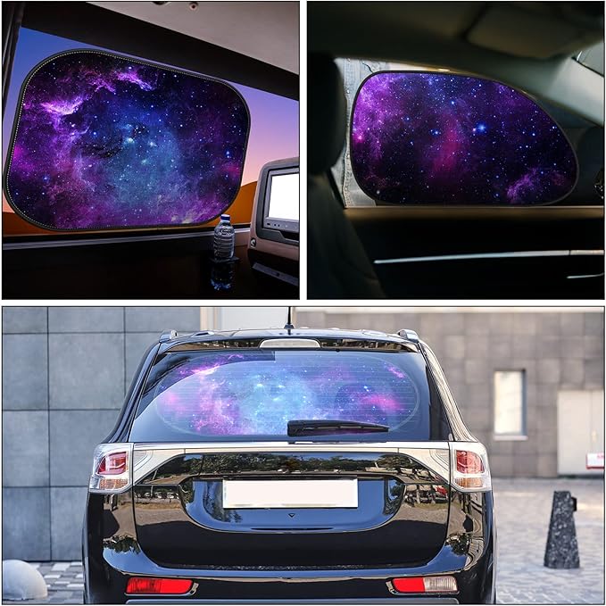 Moukeren 6 Pieces Car Windshield Sunshade Cover Set Car Window Sun Shades UV Rays Sun Visor Protector Auto Windshield Sunshades Cover for Van SUV Truck (Galaxy)